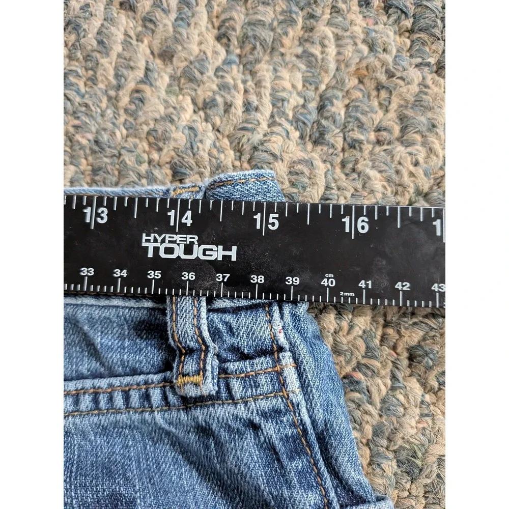 Old Navy Men Custom Bleached Flame Straight Leg Jeans Blue Denim 30x34 Y2K Style